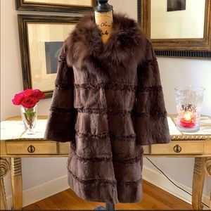Belle Fare Real Shearling and Fox Fur Coat, M (6-8)